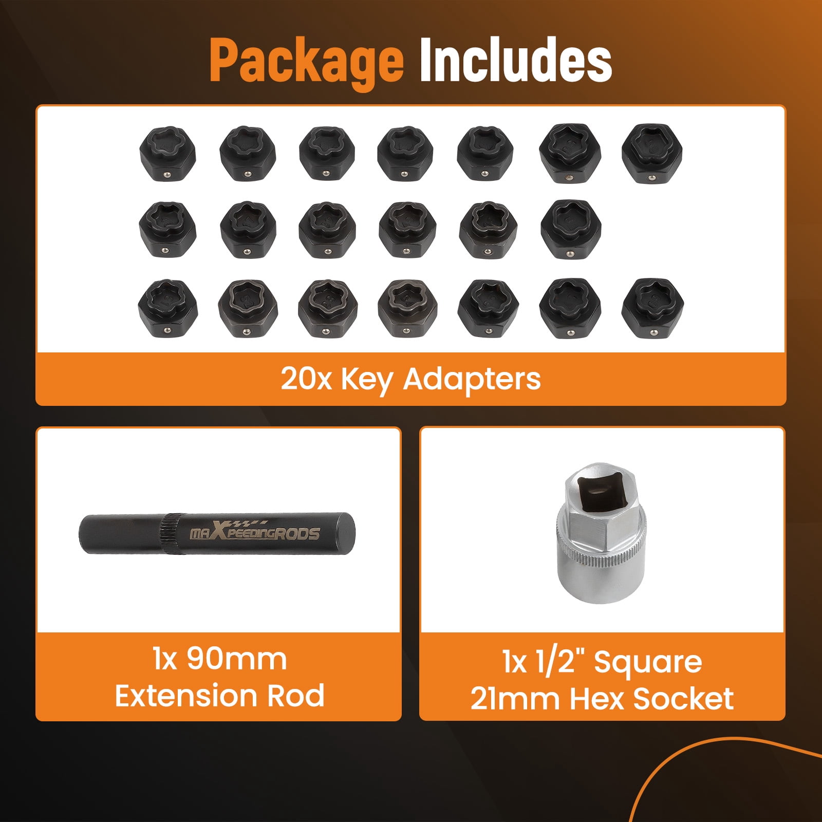 maXpeedingrods 22PCS Wheel Locking Nut Key Kit Compatible with BMWs, Wheel Lock Lugnut Anti-Theft Screw Lug Nut Tool Kit Key Socket Set