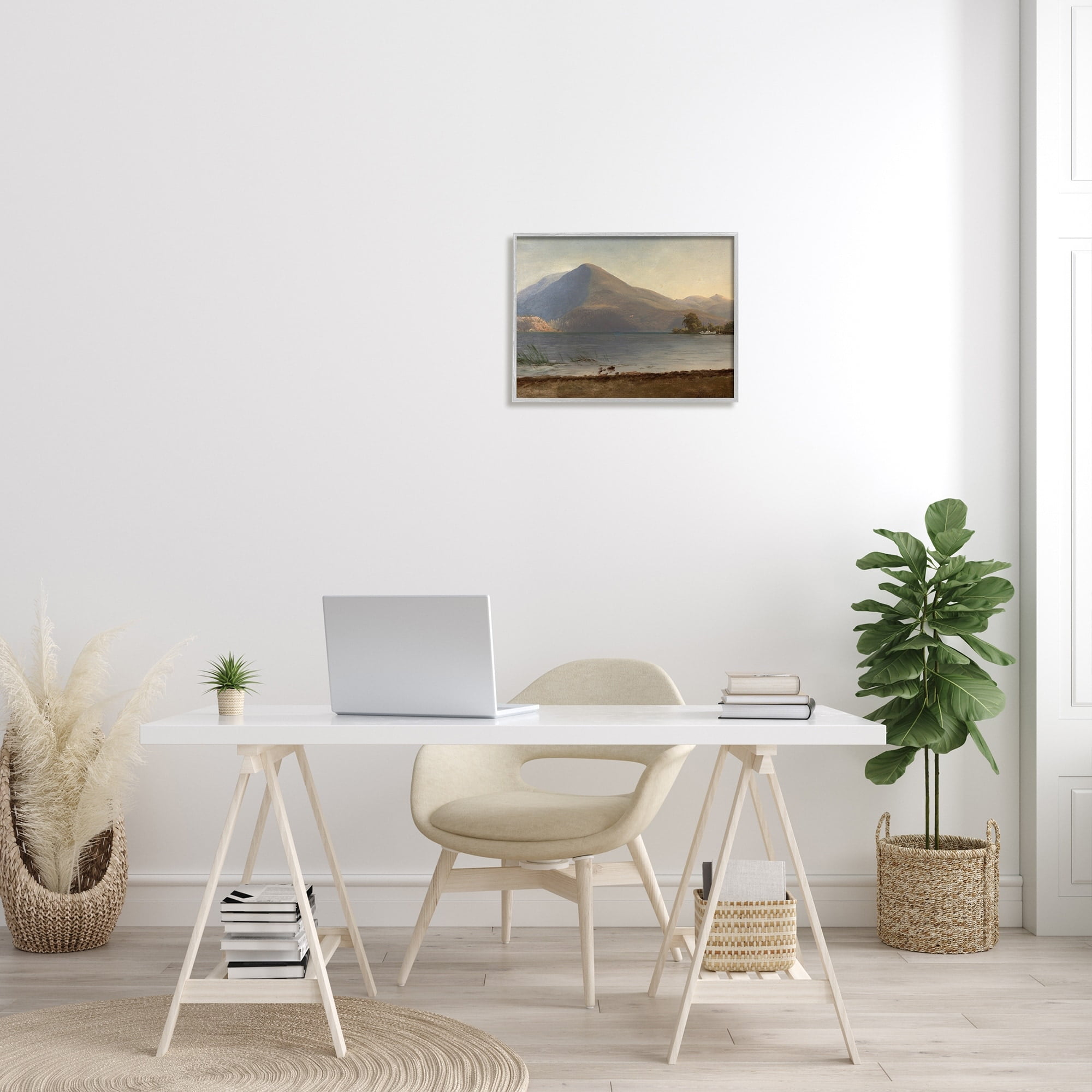 Stupell Industries On the Hudson Traditional Albert Bierstadt Painting Painting Gray Framed Art Print Wall Art, Design by one1000paintings