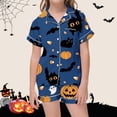 thumbnail image 2 of Shadoumai Silk Halloween Pajamas for Set Button Front Pumpkin Print Short Sleeved Button Top Soft Homewear Set Colouring Pajama Sets 2 Piece Pjs for Gifts, 2 of 4