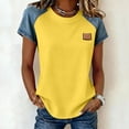 thumbnail image 2 of Sentmoon Chemise en Jean T-Shirts pour Femmes Manches Courtes Col Rond Patchwork Coupe Régulière avec Imprimé Extensible Haut pour Femmes Actif pour le Travail et le Bureau P-2TG, 2 of 6