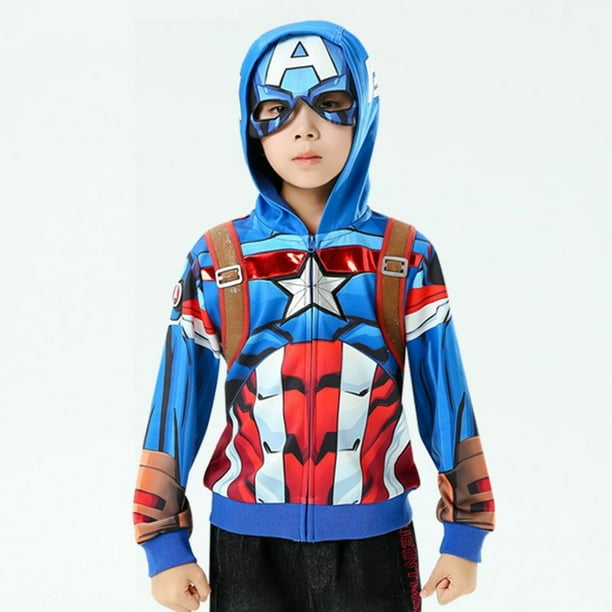 Abrigo de Marvel para nino sudadera de los Vengadores de Capitan America sueter con cremallera superior de dibujos animados ropa para ninos