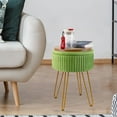 thumbnail image 5 of Velvet Footrest Stool Ottoman Pleated Round Modern Upholstered Vanity Footstool Side Table Seat Dressing Chair with 4 Golden Metal Legs (Green with Storage), 5 of 5
