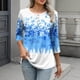 thumbnail image 1 of TaTaai Loose Printed T-Shirt Lightweight Comfortable Women's Fashion Casual Button Round Neck 3/4 Sleeve All Season Daily Versatile Blouse Gift, 1 of 7