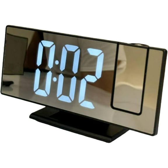 Smart Digital Projection Alarm Clock - Luminous Desk Clock with Temperature Display, Rotatable Projection for Bedroom and Office (Black)Z