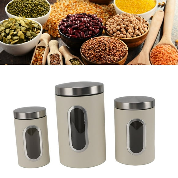 3 Piece Canisters Sets For The Kitchen, Kitchen Jars With See Window, Airtight Coffee Container Tea Organizer & Sugar Canister, Kitchen Canisters Kitchen Decor