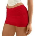 thumbnail image 5 of WTOBBY Women's Hip Hugging Skirt Pleated Elastic Tight Sexy Short Design, Stretchy Bodycon Night Out Party Skirt for Club Evening and Special Occasions,Red M, 5 of 5