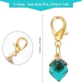 thumbnail image 2 of 2 Sets Cube Glass Pendant Decoration Lobster Clasp Charms Clip-on Charms for Keychain Purse Backpack Ornament Stitch Marker Mixed Color 34mm 11pcs/set, 2 of 6