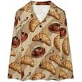 thumbnail image 4 of Top-kevin Womens Pajamas Set Croissant Pancake Strawberry Soft Long Sleeve Sleepwear Button Down Sets, 4 of 12