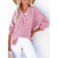 thumbnail image 2 of Womens Casual Button V Neck Long Sleeve Shirts Oversized Solid Blouses Tops, 2 of 7