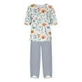 thumbnail image 4 of Nrmvnmi Women's Summer 2 Piece Outfits Casual Floral Prints Short Sleeve Pajama Tops Wide Leg Pants Lounge Sets Tracksuits Mothers Day Gifts, 4 of 5