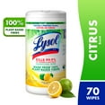 thumbnail image 3 of (3 pack) Lysol® Disinfectant Wipes, Plant Based Multi-Surface Cleaning Wipes, Fresh Citrus, 70 count, 3 of 11