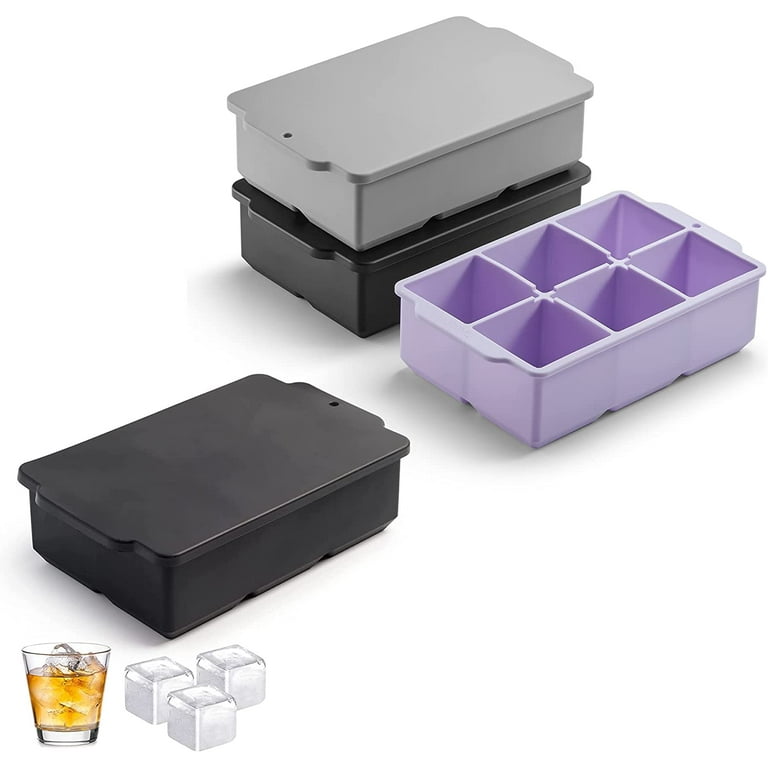 Large Ice Cube Tray Stackable Big Silicone Square Ice Cube Mold for Whiskey  Cocktails Bourbon Soups