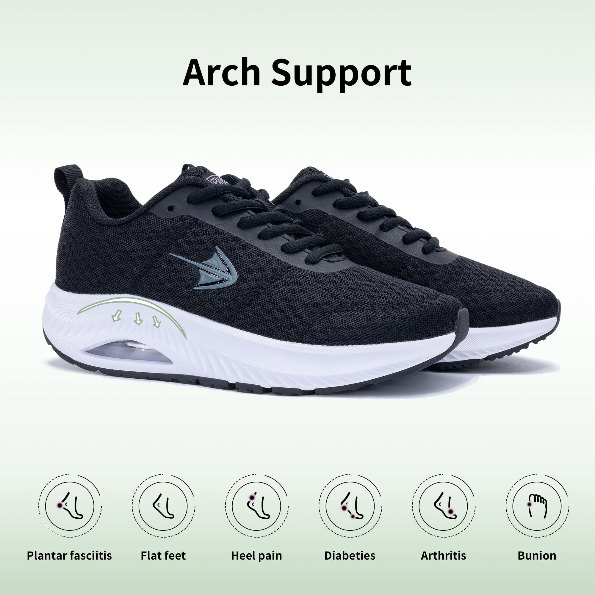 AOV GREEN LEAF Wide Toe Box Shoes Women Arch Support Walking Shoes Athletic Tennis Wide Width Sneakers for Plantar Fasciitis US 6-11