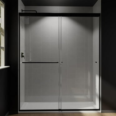 Gxcevsou Black 60" x 70" 1/4" Thick Clear Sliding Shower Door