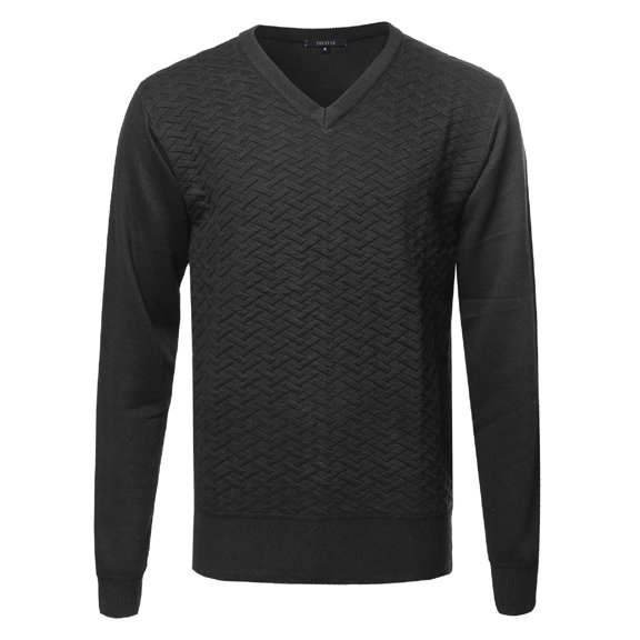 FashionOutfit Men's Basic Diamond Textured V-neck Sweater