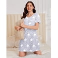 thumbnail image 4 of EKOUAER Cotton Nightgowns for Women Short Sleeve Sleep Shirts Pleated Night Shirts Soft Crew Neck Night Gown, 4 of 6
