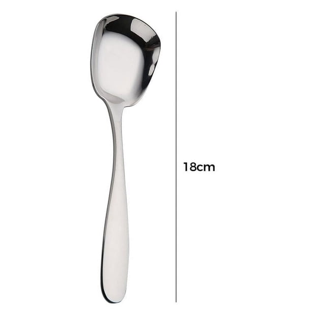 Stainless Steel Spoon Square Flat Bottom Spoon Creative Dessert Spoon Rice Spoon