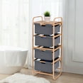 thumbnail image 4 of Costway 4 Sliding Drawer Bamboo Dresser Storage Unit Organizer Laundry Hamper Rack, 4 of 9