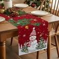 thumbnail image 5 of Red Snowman Christmas Cotton Linen Table Runner for Dining Kitchen, Xmas Tree Snowflake Balls Wedding Outdoor Party Tablerunners Decoration, Dresser Scarf Coffee Tablecloth Runners 13x48 Inches, 5 of 9
