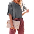thumbnail image 2 of Summer Solid Color Women Half Sleeve Crop Tops Casual Female Girls T-Shirt, 2 of 5