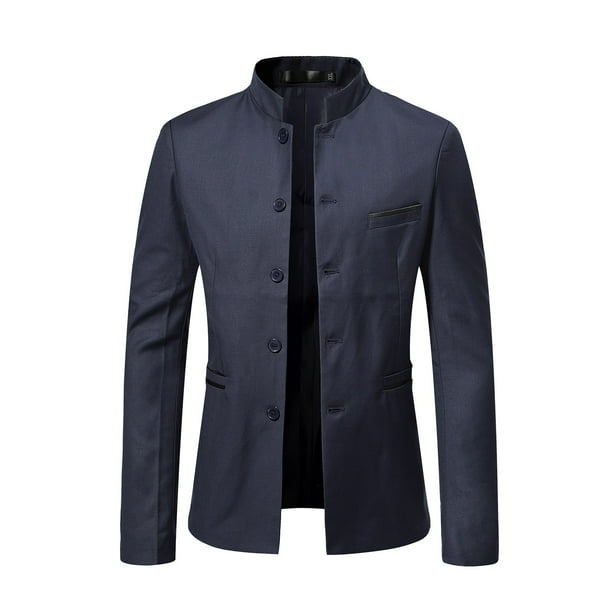 Pisexur Button Down Suit Fashion Mandarin Collar Suit for Men Suits Slim Fit Traditional Suit Coat Walmart