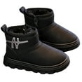 thumbnail image 2 of HAUXUN-RAKids Snow Boots Girls Boys Winter Boots Lined Warm Winter Footwear Non- Sole Comfortable Ankle Boots for 3-11 Years(Black,12), 2 of 7