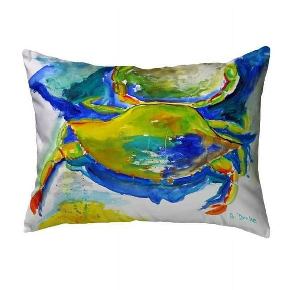 Betsy Drake NC1027 16 x 20 in. Blue & Yellow Crab Non-Corded Indoor & Outdoor Pillow