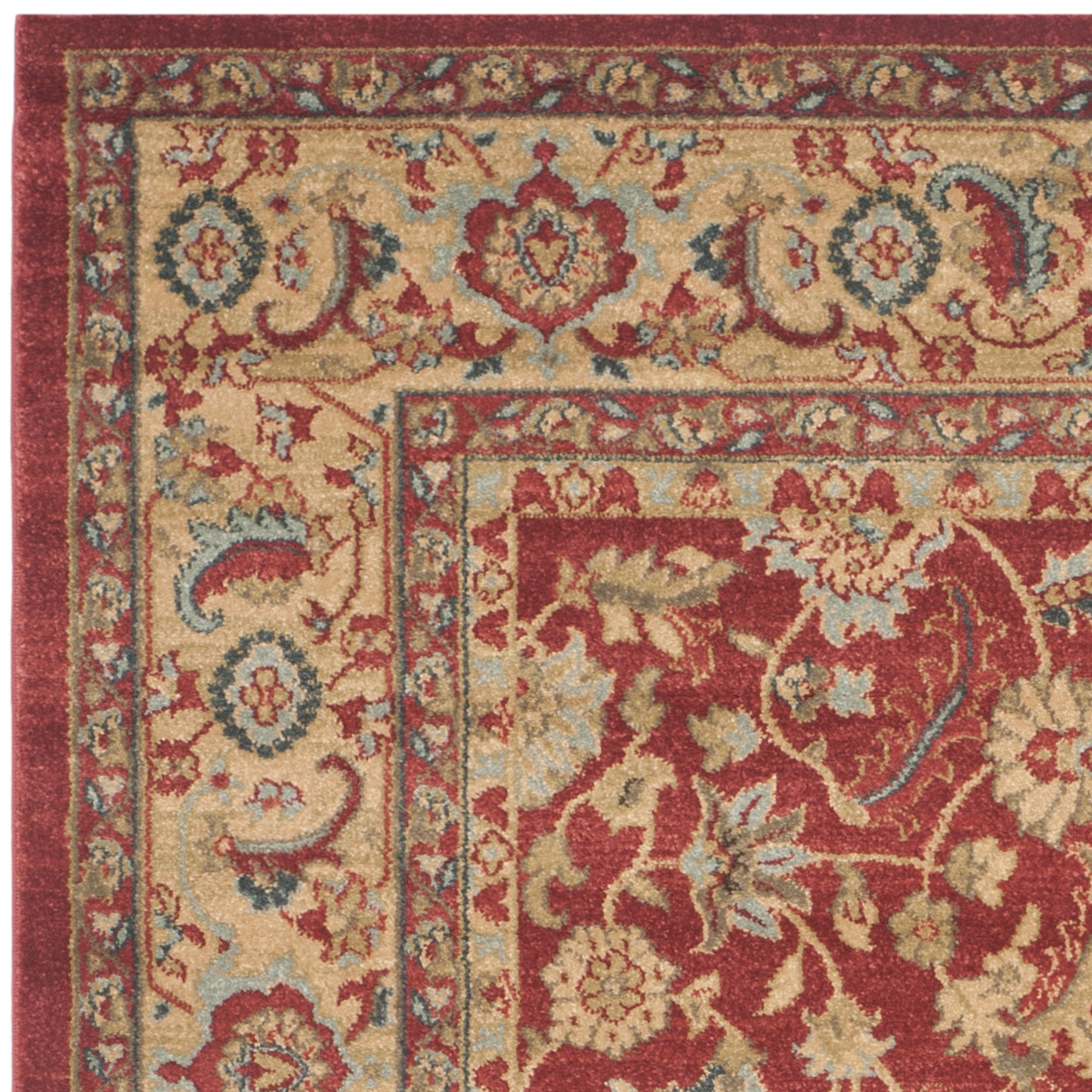 SAFAVIEH Mahal Gorgi Floral Bordered Runner Rug, Red/Natural, 2'2" x 20'