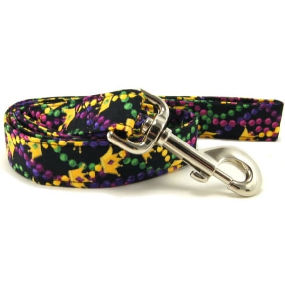 Mardi Gras Beads & Crowns Dog Leash - Size - Large