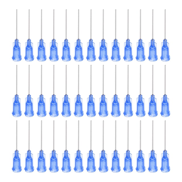 Aguja de dispensación de punta roma Uxcell para pistola de pegamento líquido, 22G 1", 40 piezas (azul)