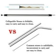 thumbnail image 3 of (2 Pack) Folding Drinking Straw Stainless Steel Collapsible Reusable Stainless Straw Drinking Straws Portable with Hard Case (Black & Blue), 3 of 10