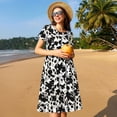thumbnail image 4 of Balery Cow Skin 1 Vestidos sueltos de manga corta para mujer, vestidos de verano 2025, vestidos casuales de corte A con vuelo., 4 of 6