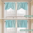thumbnail image 5 of Aqua Beige Striped Tie Up Valance Curtains for Windows, Kitchen Curtains Window Treatments, Modern Farmhouse Retro Lines Short Window Shades Valances for Bedroom Bathroom Cafe 42"x18", 5 of 8
