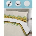 thumbnail image 4 of Quilts King Size Bedding Set, Summer Sunflowers Lightweight Quilted Comforter, Botanical Country Flowers Leaves Soft Reversible Bedspread Coverlet with Pillow Covers for All Season, 96" x 106", 4 of 7
