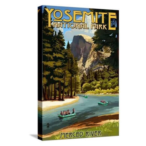 Aaroca Merced River Rafting - Yosemite National Park, California Canvas Posters Framed/Unframed