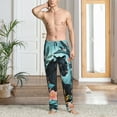 thumbnail image 2 of Hirioo Black Panther Floral Illustration for Men's PJ Pajama Pants Sleep Pants Men's Home Trousers with Pockets,S-3XL-XX-Large, 2 of 6