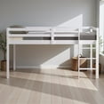 thumbnail image 2 of Tcbosik Twin Size Solid Pine Wood Low Loft Bed with Ladder and Guardrails, White, 2 of 8