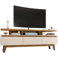 thumbnail image 3 of Yonkers 70.86 TV Stand with Solid Wood Legs and 6 Media and Storage Compartments in Off White and Cinnamon, 3 of 11