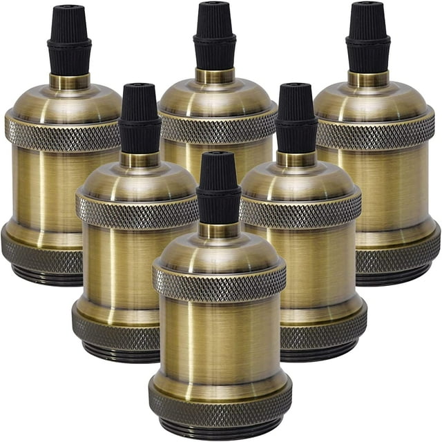 Portalámparas Edison vintage de bronce E27, 6 portalámparas de techo, adaptador de lámpara colgante retro