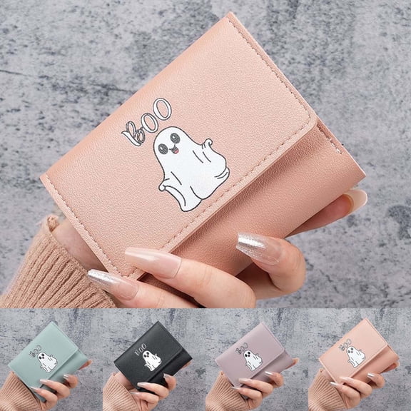 Halloween Purse, Slim Tri Fold Wallet for Women, Multi Card Holder Coin Purse Halloween Mini Pocket Wallet
