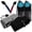 Black and Gray, variant on 2-Pack Waffle Microfiber Golf Towel and Brush Tool Sets, Bagged Tri-Fold Golf Cleaning Towel with Groove Cleaner, Retractable Zip-Line and Carabiner Clip (Red and Blue)