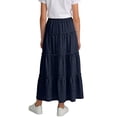 thumbnail image 5 of Rciityk Girls' Summer Maxi Skirt Solid Color Elastic High Waist Ruffle Hem A-Line Long Skirt for Teen Girl 4-15 Years Beach Vacation Clothes, 5 of 7
