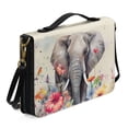thumbnail image 2 of Kuiaobaty Elephant Flower Print Bible Covers for Women Men PU Leather Book Carrying Case with Shoulder Strap/Handle, Large Size Zippered Bible Bags Bible Protective for Bible Study/Daily Use, M, 2 of 7