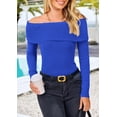 thumbnail image 4 of Suéter PRETTYGARDEN con Hombros Descubiertos y Mangas Largas Azul Talla M, 4 of 8