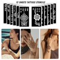 thumbnail image 4 of Qpout Tattoo Stencils, 12 Sheets Henna Temporary Tattoo Stencil Kit Reusable Tattoo Stickers for Face Paint Body Art, 4 of 8