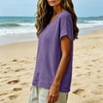 thumbnail image 4 of Gauze Shirts for Women Casual Crew Neck Short Sleeve Tops Lightweight Loose Boho Blouses Summer Beach Vacation Outfits Purple S, 4 of 7