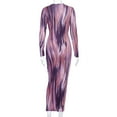 thumbnail image 4 of Njoeus Bodycon Dresses for Women Pencil Party Club Night Out Midi Sheath Dress Long Sleeve Striped Long Maxi Dress with Belt, 4 of 8