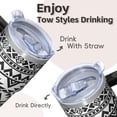 thumbnail image 4 of Insulated Cup 20oz Bohemian Design with Lid & Straw - Stainless Steel Double Wall Vacuum Travel Mug, Leakproof Thermal Coffee Tumbler, 4 of 5