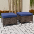 thumbnail image 3 of COOS BAY Harbor Retreat Set of 2 Outdoor PE Wicker Ottomans Patio Rattan Footstool w/ Removable Blue Cushions, 3 of 9