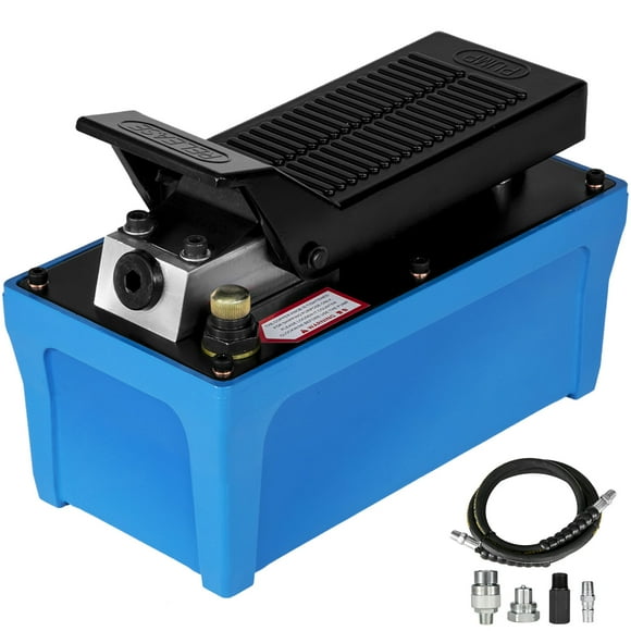 VEVOR Air Hydraulic Pump 10000 PSI Air Over Hydraulic Pump 1/2 Gal Reservoir Air Treadle Foot Actuated Hydraulic Pump 3/8" NPT with 6 ft Hose 2 Connector Single Acting for Car Repair (Blue)